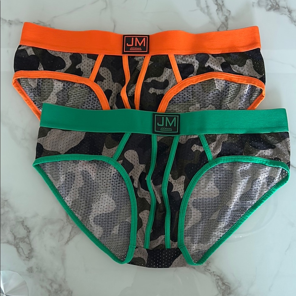Men's Camo Shorts- Orange and Green